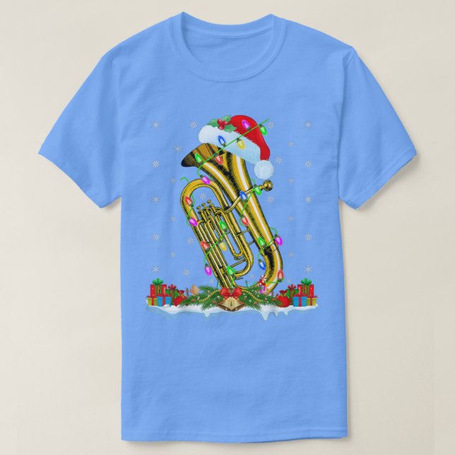 Camiseta Tuba Music Lover Matching Santa Hat Tuba Christmas (Frente do Design)