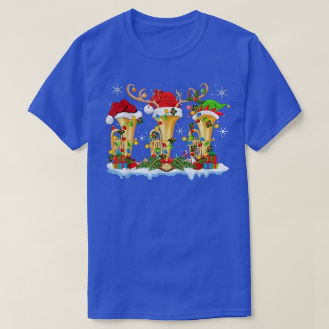Camiseta Tuba Music Lover Xmas Lighting Funny Tuba Christma (Frente do Design)