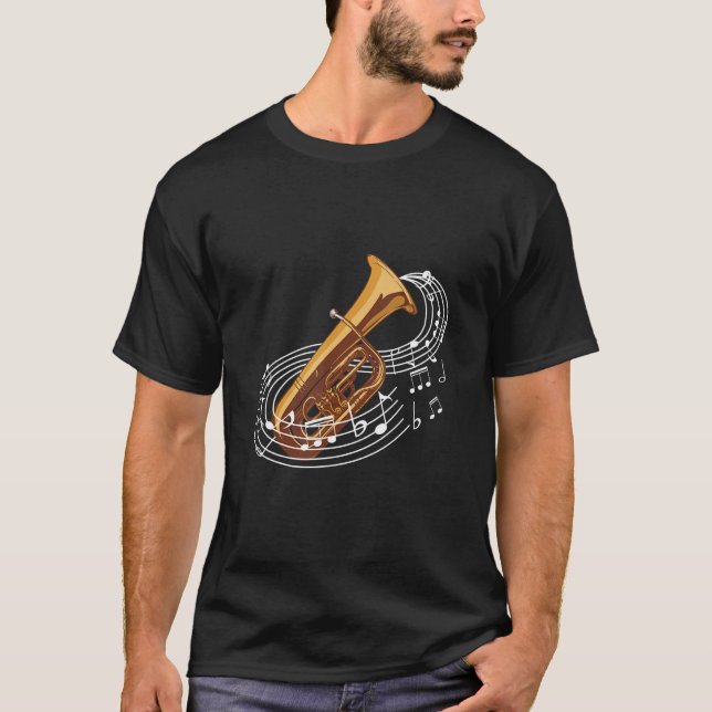 Camiseta Tuba Music Notes Of Brass Instruments (Frente)