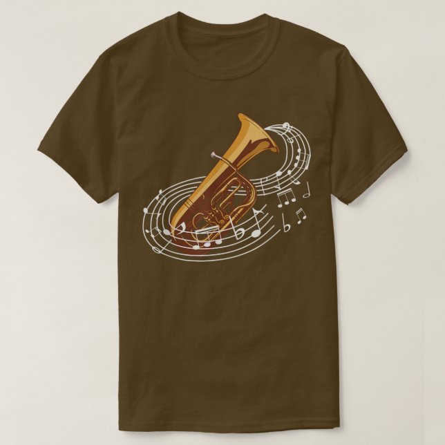 Camiseta Tuba Music Notes of Brass Instruments  (Frente do Design)