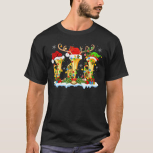 Camiseta Tuba Music Xmas Lighting Engraçado Tuba Natal