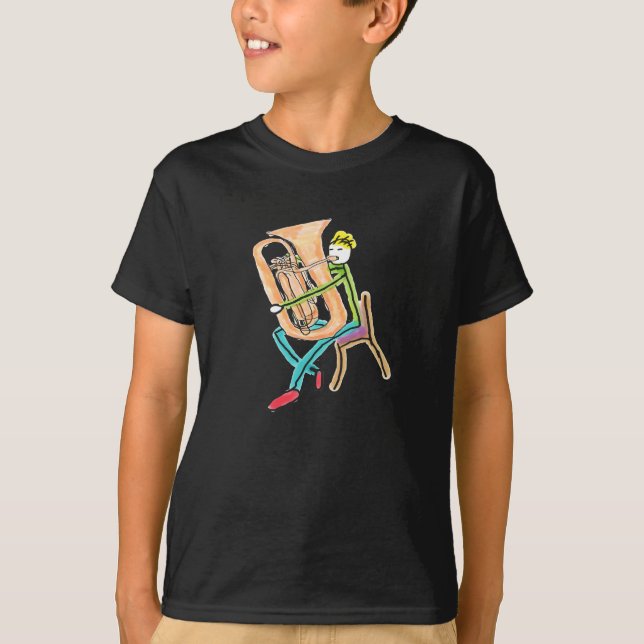 Camiseta Tuba Playing Stickman (Frente)