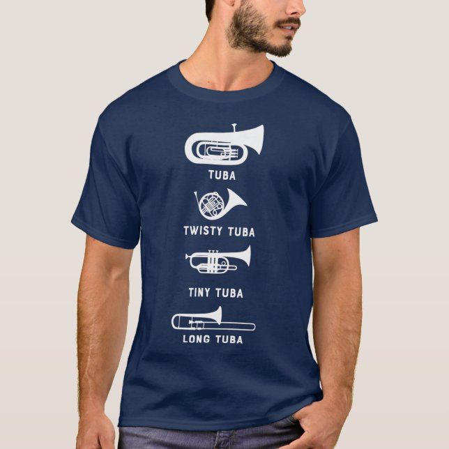 Camiseta Tuba Twisty Tuba Tiny Tuba Long Tuba Marching (Frente)