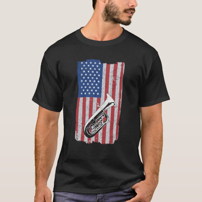 Camiseta Tuba Usa Flag Tuba Player Tubist (Frente)
