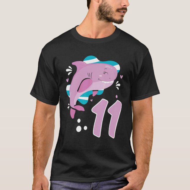 Camiseta Tubarão-11 de-Aniversário, 11 anos (Frente)