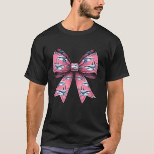 Camiseta Tubarão-Arco-coquete Oceano-Padrão Animal Rosa Rib