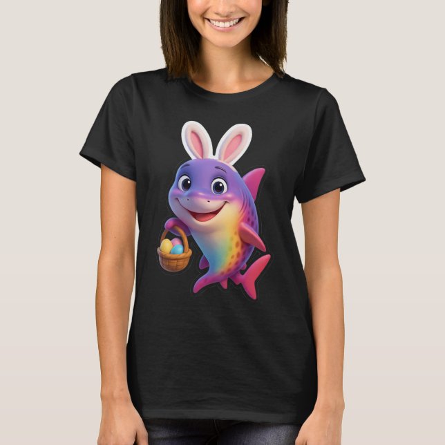 Camiseta Tubarão Arco-Íris de Páscoa (Frente)