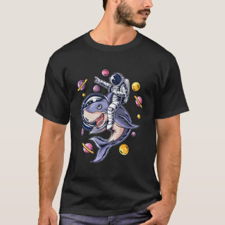 Camiseta Tubarão Astronauta No Aniversário Do Espaço Exteri