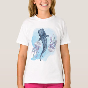 Camiseta Tubarão Baleia. Aquarela