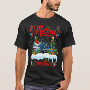 Camiseta Tubarão-baleia Luz Papais noeis de árvore do Natal
