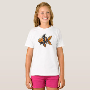 Camiseta Tubarão-Barbatana Peixe Dourado por Vin Z
