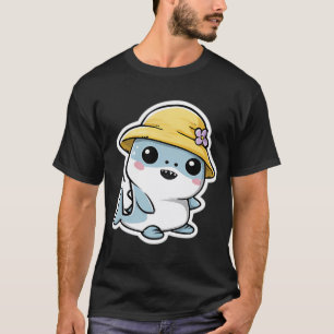 Camiseta Tubarão Bonito de Chapéu Amarelo