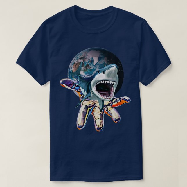 Camiseta Tubarão-branco-excelente - Shark colorido - Tubarã (Frente do Design)