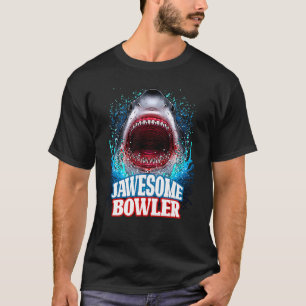 Camiseta Tubarao Branco Grande Bola de Boliche Jawesome Bow