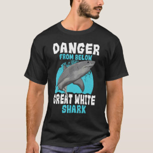 Camiseta Tubarão Branco Grande Perigo Lá Embaixo Maior Pred