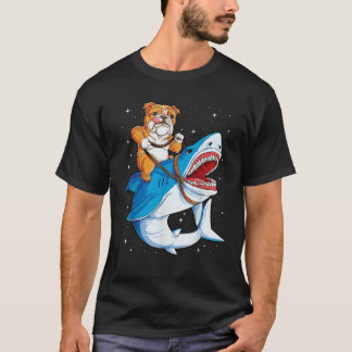Camiseta Tubarão Bulldog Inglês Espaço Galaxy Jawsome G