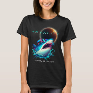 Camiseta Tubarão Com Óculos Eclipse Totalidade 2024 Sol Eng
