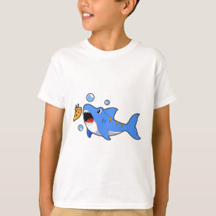 Camiseta Tubarão com pizza como isco