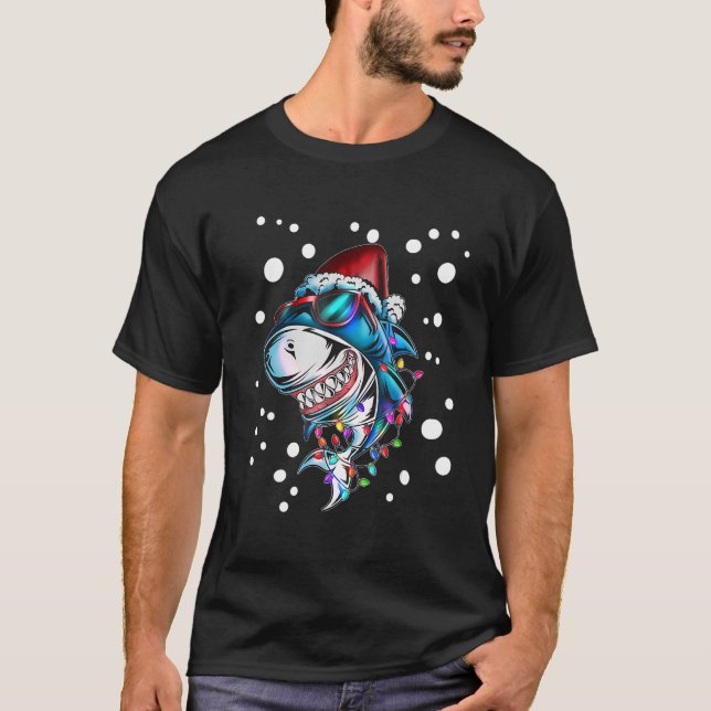 Camiseta Tubarão Com Santa Hat Shark Outfit Costume Ch (Frente)