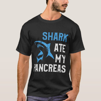 Camiseta Tubarão Comeu Pâncreas Engraçado T1d Diabético Tip