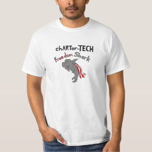 Camiseta tubarão da liberdade da TECNOLOGIA da carta