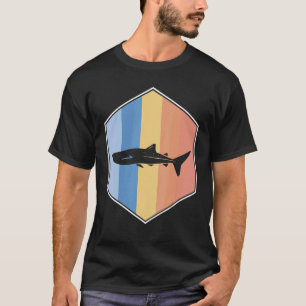 Camiseta Tubarão De Baleia Com Cores Retroativas Num Hexágo