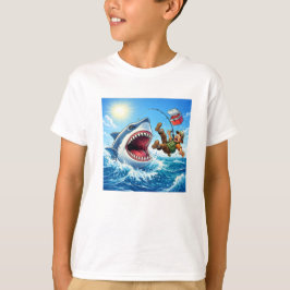 Camiseta Tubarão de Desenho Animado de Pesca