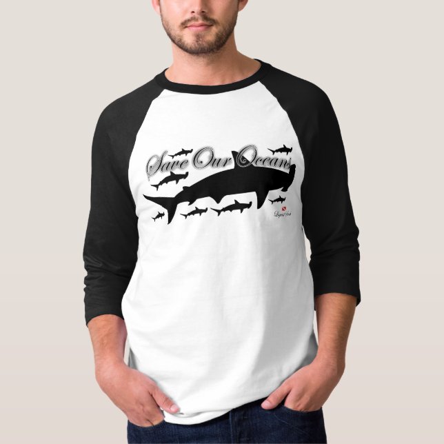 Camiseta Tubarão de HammerHead - salvar nossos oceanos (Frente)