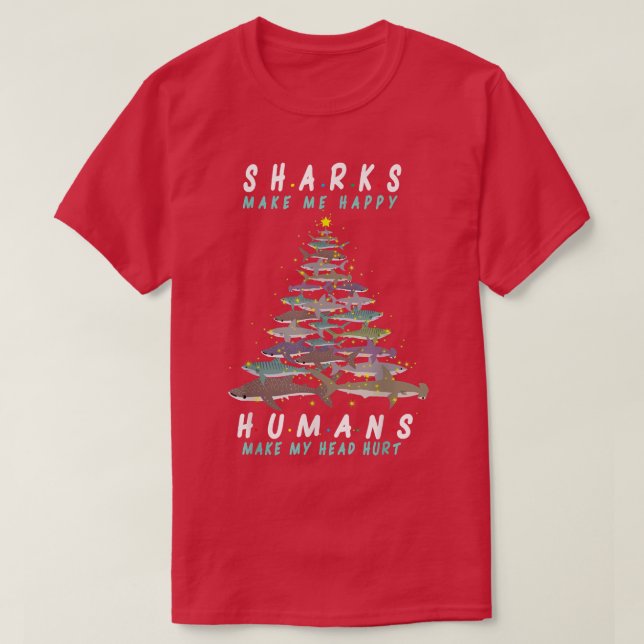 Camiseta Tubarão-de-Natal Feriado 365 tubarões Torna-me Ha (Frente do Design)