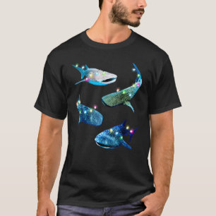 Camiseta Tubarão de Natal Oceano Peixe Luzes de Natal Balei