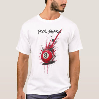Camiseta Tubarão de Sinuca Bola 8 Vermelha | Estilo de Arte