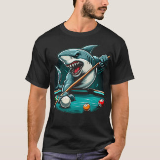 Camiseta Tubarão de Sinuca Jogador de Sinuca Engraçado Bilh