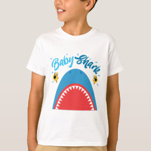Camiseta Tubarão do bebê e peixes amarelos Scared
