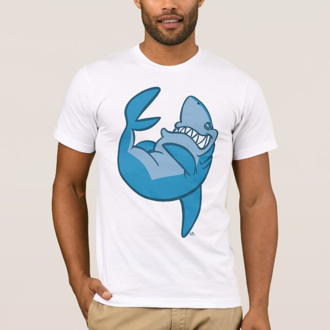 Camiseta Tubarão dos desenhos animados que rola o t-shirt (Frente)