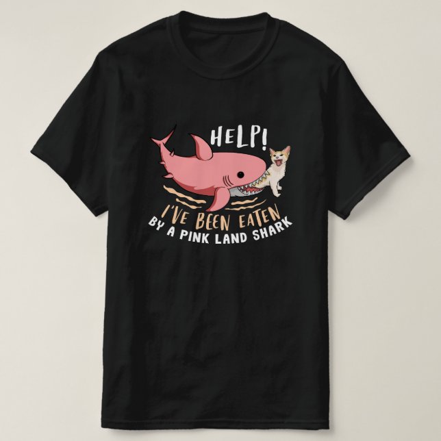 Camiseta Tubarão e gato engraçados combinados (Frente do Design)