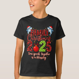 Camiseta Tubarão em Família Natal 2025 Papai Noel Tempo Fel