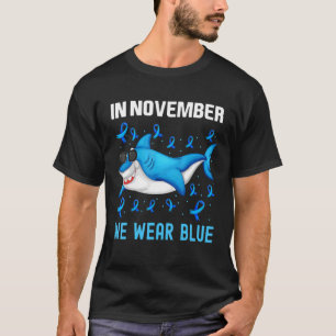 Camiseta Tubarão Em Novembro Vestimos Consciência da Diabet