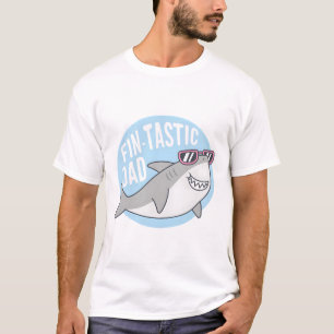 Camiseta Tubarão Engraçado Com Óculos de Sol Fin-tástico Tr
