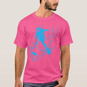 Camiseta Tubarão Engraçado E Mergulhador De Scuba