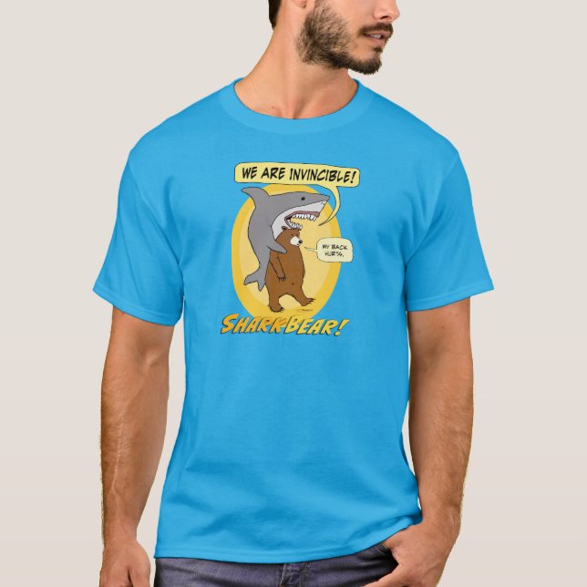 Camiseta Tubarão Engraçado e T-shirt do Urso (Frente)