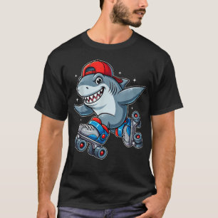 Camiseta Tubarão Engraçado Em Patins De Roda Cute Skater Le