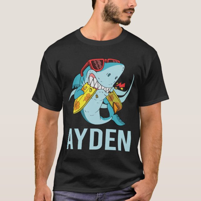 Camiseta Tubarão Engraçado - Nome Ayden (Frente)