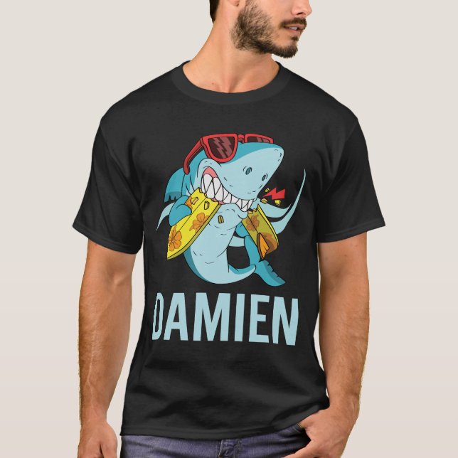 Camiseta Tubarão Engraçado - Nome Damien (Frente)