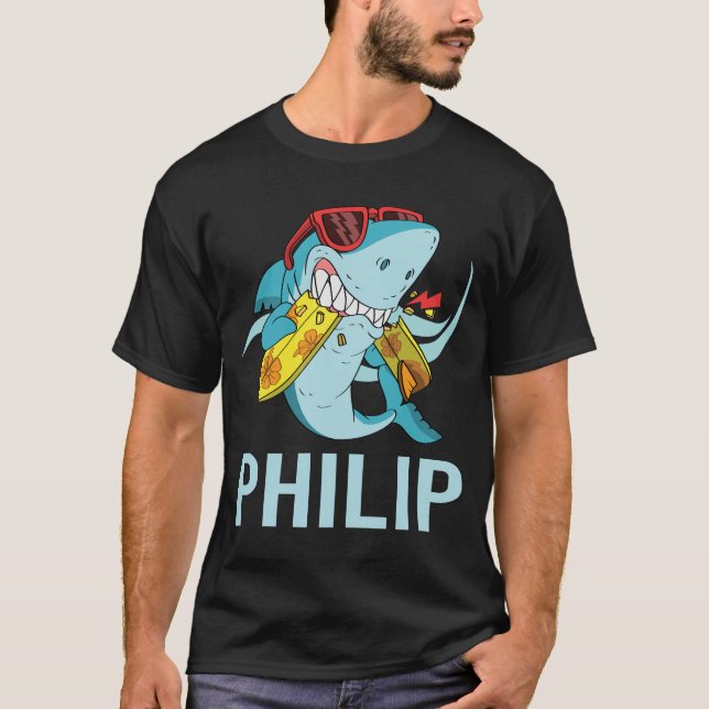 Camiseta Tubarão Engraçado - Nome Philip (Frente)