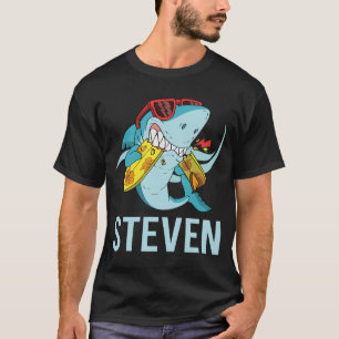 Camiseta Tubarão Engraçado - Nome Steven