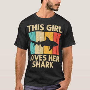 Camiseta Tubarão Engraçado Para Raparigas Miúdos Tubarões-T
