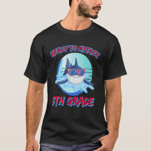 Camiseta Tubarão Engraçado Pronto Para Atacar 5º Quinta Sér