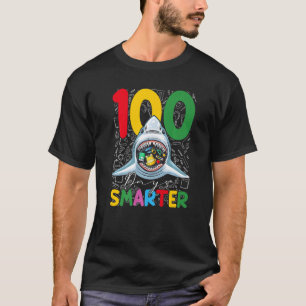 Camiseta Tubarão Feliz 100º Dia De Escola 100 Dias Mais Int