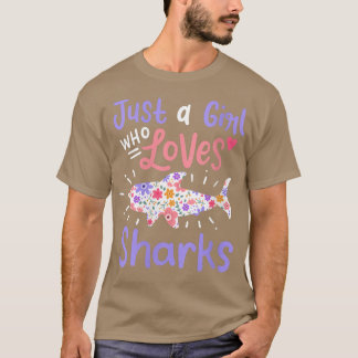 Camiseta Tubarão feminino Apenas Uma Menina Que Ama Tubarõe