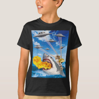 Camiseta Tubarão-Fogo Anel-Arco-Íris Laser Taco